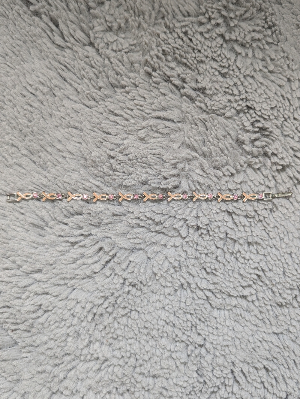 Vintage 2000s Avon Breast Cancer Awareness Ribbon Tennis Bracelet - Pink Enamel